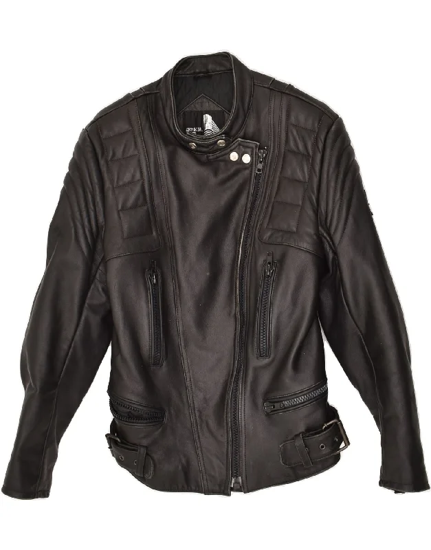 KRAWEHL Womens Leather Jacket IT 42 Medium Black Leather