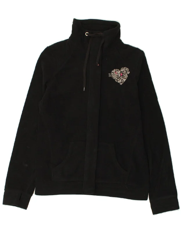 ROXY Womens Graphic Fleece Jacket UK 18 XL Black Polyester