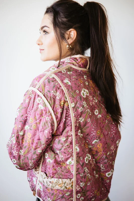 Simply Southern Reversible Quilted Floral Jacket for Women in Tan/Pink | PP-0224-JKT-REVERSIBLE-TANFLD