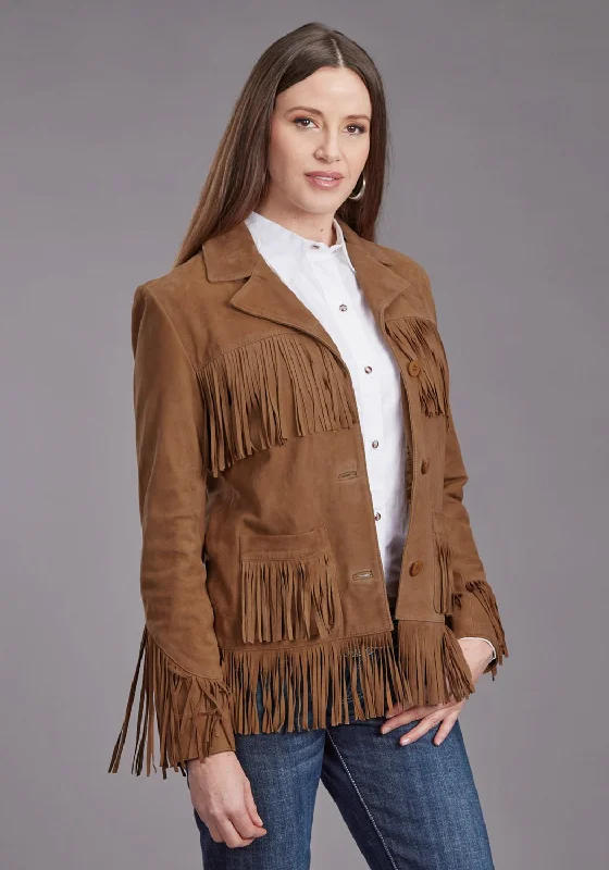 Stetson Womens Fringe Ginger Suede Leather Jacket