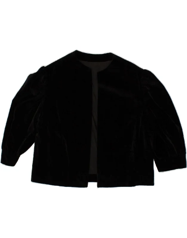 VINTAGE Womens 3/4 Sleeve Bolero Jacket UK 12 Medium Black