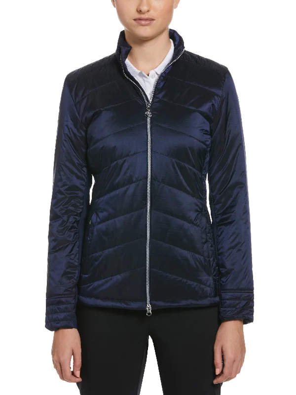 Womens Quilted Golf Jacket with Multi-Needle Stitching