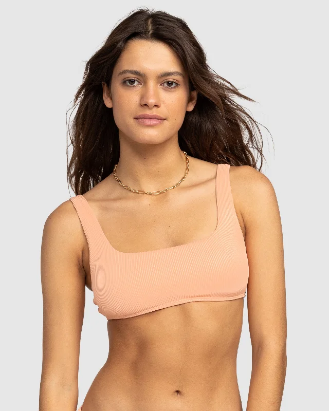 Womens Rib Roxy Love The Glassy Bralette Bikini Top