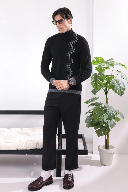 J-BLACK-V-NECK FULL SLEEVES SWEATER (509-15)