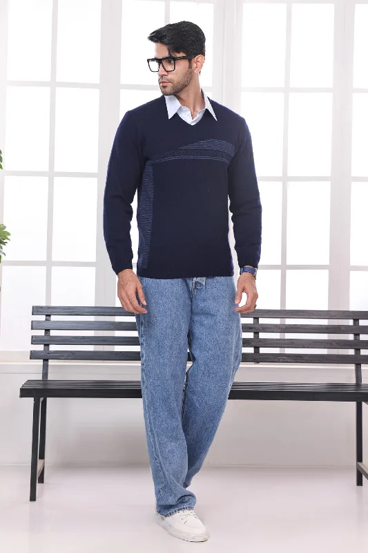 DN-BLUE-V-NECK FULL SLEEVES SWEATER (517-15)