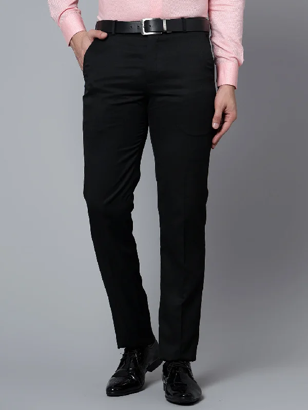 Men's Formal Flat front Black  Trousers