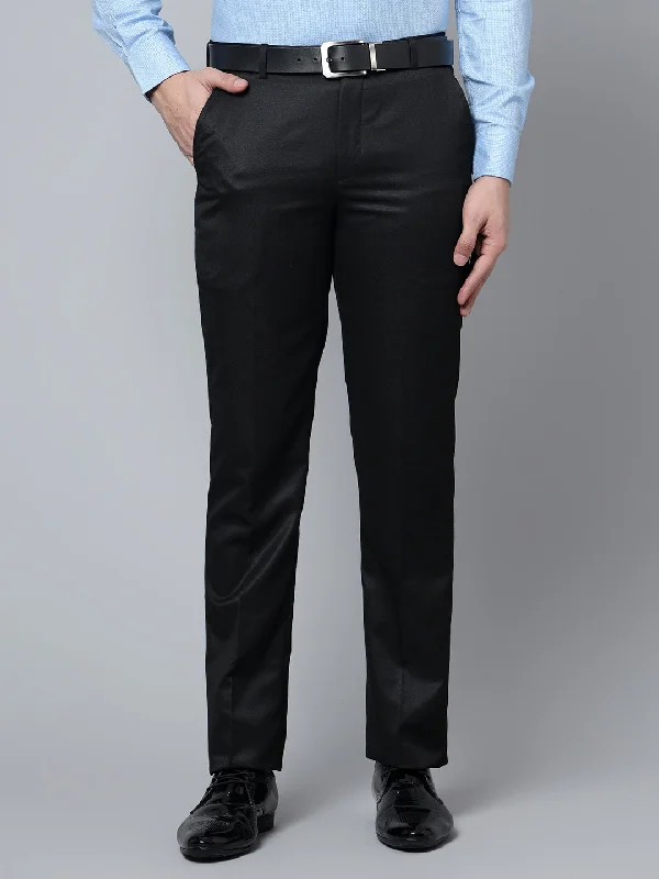 Men's Formal Flat front Black  Trousers