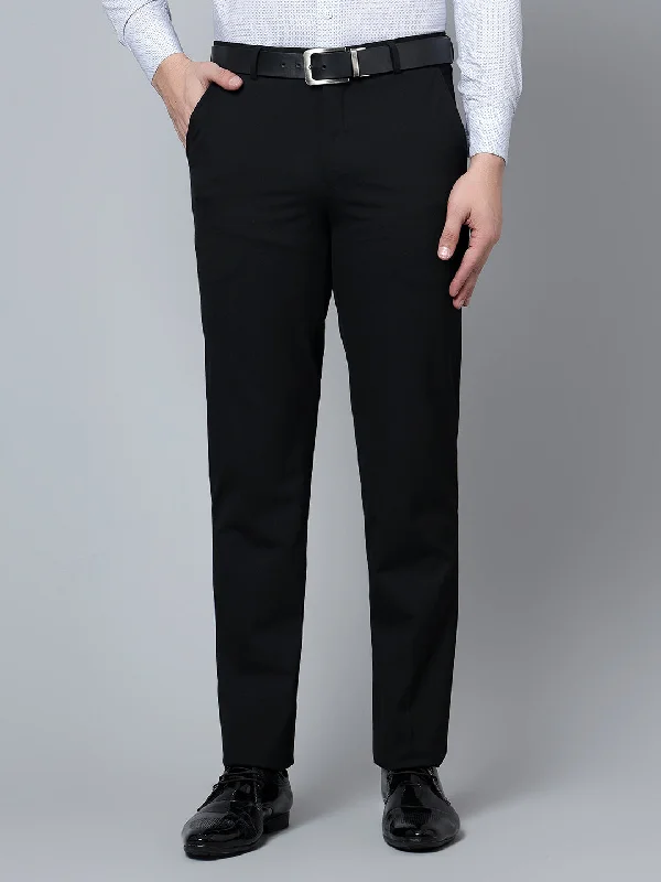 Men's Formal Flat front Black  Trousers