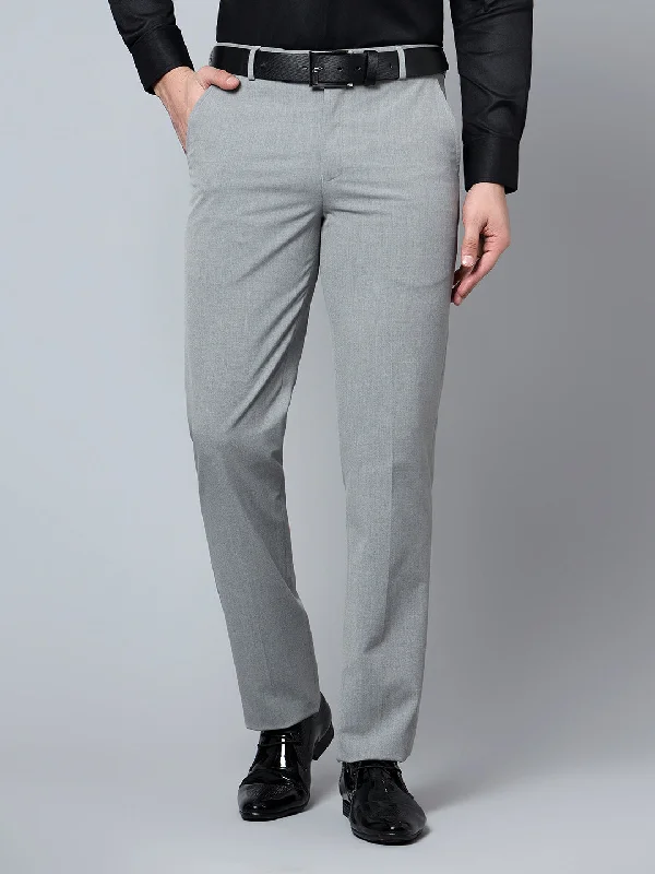 Men's Formal Flat front Grey  Trousers