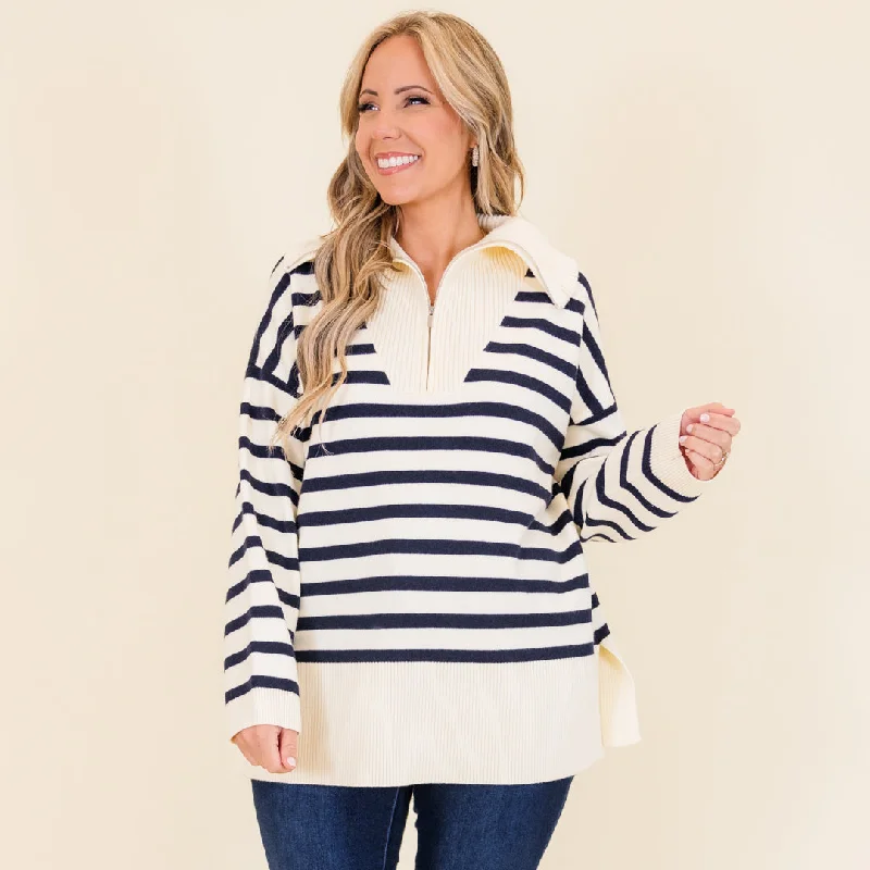 Sweet Stripes Sweater, Taupe