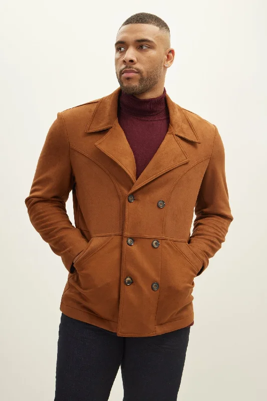 Faux Suede Bond Peacoat - Camel