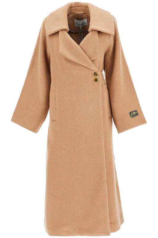 Ganni Women's Long Recycled Wool Coat