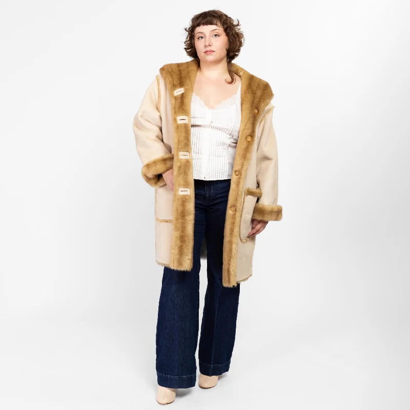 XL 90s Boho Reversible Faux Fur & Suede Coat