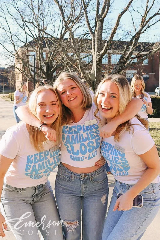 Alpha Delta Pi Keeping Families Close Bubble Font Tshirt