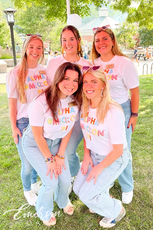 Alpha Omicron Pi Colorful Block Letter Tee